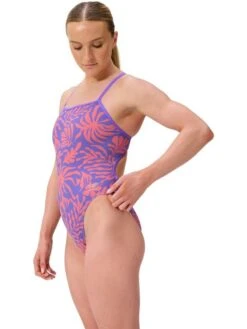 Speedo Printed Web Back On Piece - Coral Cluster/Indigo Glow -Swimmer Shop 00477418758 4