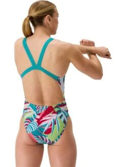 Speedo Printed Leaderback One Piece - Fronds/Turquoise Gem 16 Speedo Printed Leaderback One Piece - Fronds/Turquoise Gem -Swimmer Shop 00515918768 5