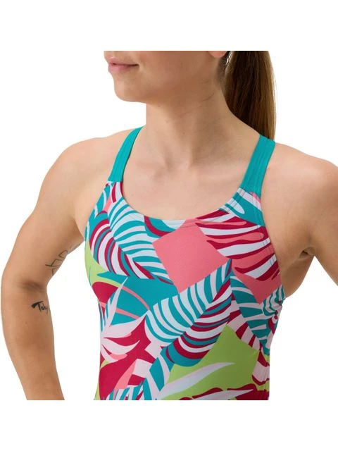 Speedo Printed Leaderback One Piece - Fronds/Turquoise Gem 9 Speedo Printed Leaderback One Piece - Fronds/Turquoise Gem - Image 7