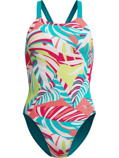 Speedo Printed Leaderback One Piece - Fronds/Turquoise Gem 3 Speedo Printed Leaderback One Piece - Fronds/Turquoise Gem