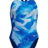 Speedo Printed Powerback One Piece - Ocean Wash/Lagoon Blue