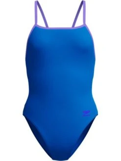Speedo Solid Tri Back One Piece - Lagoon Blue/Indigo Glow
