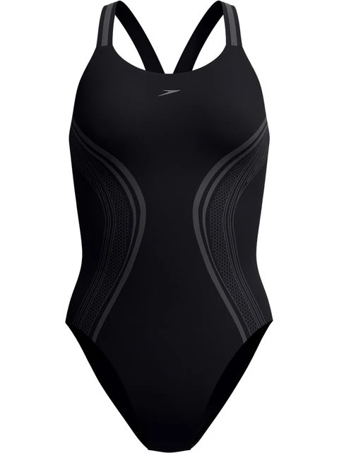 Speedo Printed Performance Back One Piece - Black 3 Speedo Printed Performance Back One Piece - Black