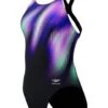 Speedo Placement Print Powerback One Piece - Blurry Glass/Black -Swimmer Shop 00532518785
