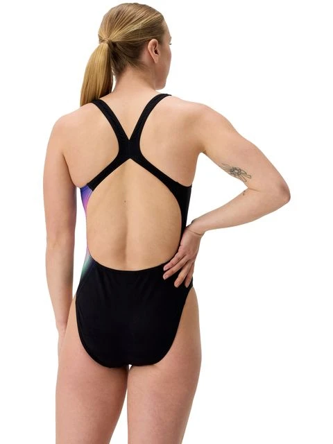 Speedo Placement Print Powerback One Piece - Blurry Glass/Black 8 Speedo Placement Print Powerback One Piece - Blurry Glass/Black - Image 6