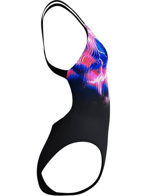 Speedo Placement Print Leaderback One Piece - Electro Static/Black 4 Speedo Placement Print Leaderback One Piece - Electro Static/Black - Image 2