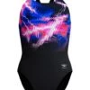 Speedo Placement Print Leaderback One Piece - Electro Static/Black 2 Speedo Placement Print Leaderback One Piece - Electro Static/Black -Swimmer Shop 00534618887