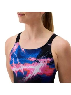 Speedo Placement Print Leaderback One Piece - Electro Static/Black 17 Speedo Placement Print Leaderback One Piece - Electro Static/Black -Swimmer Shop 00534618887 7