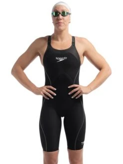 Speedo Fastskin LZR Pure Intent 2.0 Openback Kneeskin - Black/Iridescent -Swimmer Shop 15855h618 9