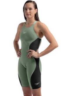 Speedo Fastskin LZR Pure Intent 2.0 Openback Kneeskin - Green/Black/Iridescent -Swimmer Shop 15855h781 4
