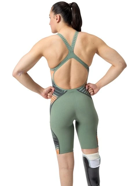 Speedo Fastskin LZR Pure Intent 2.0 Openback Kneeskin - Green/Nectarine/Iridescent 7 Speedo Fastskin LZR Pure Intent 2.0 Openback Kneeskin - Green/Nectarine/Iridescent - Image 5