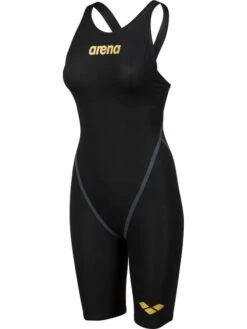 Arena Powerskin Carbon Core FX Open Back Kneelength - Black/Gold