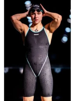 Arena Powerskin Primo Open Back Kneelength - Black/Teal 40 Arena Powerskin Primo Open Back Kneelength - Black/Teal -Swimmer Shop teal 007768 100 18