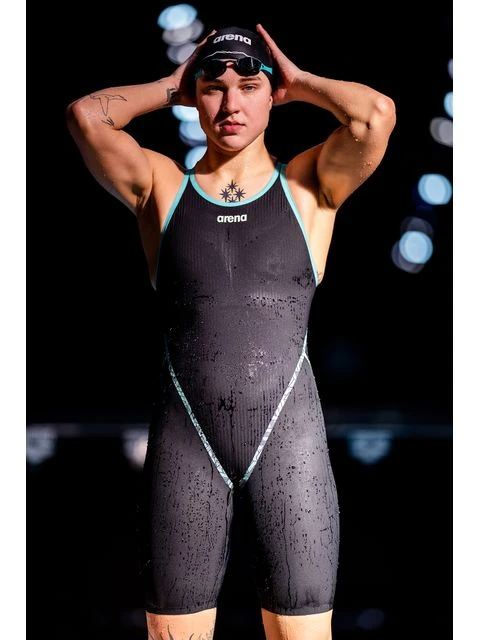 Arena Powerskin Primo Open Back Kneelength - Black/Teal 21 Arena Powerskin Primo Open Back Kneelength - Black/Teal - Image 19