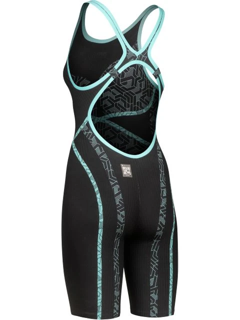 Arena Powerskin Primo Open Back Kneelength - Black/Teal 5 Arena Powerskin Primo Open Back Kneelength - Black/Teal - Image 3