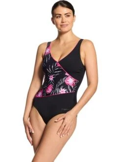 Zoggs Wrap Front One Piece - Safari Leaf -Swimmer Shop zoggs wrap front one piece safari leaf 462311 safa 1