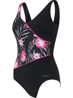 Zoggs Wrap Front One Piece - Safari Leaf